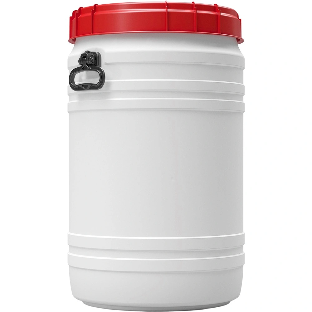 21gal_75-liter_white-hdpe-total-opening-drum-with-red-lid-and-black-handles_tamper-evident_u.webp 21 Gallon White Plastic Drum with Screw On Lid and Handles, Tamper Evident, UN Rated - Image 1