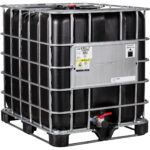 275 Gallon Black IBC Tote, Standard Reconditioned, 2" Camlock Valve, Composite Pallet