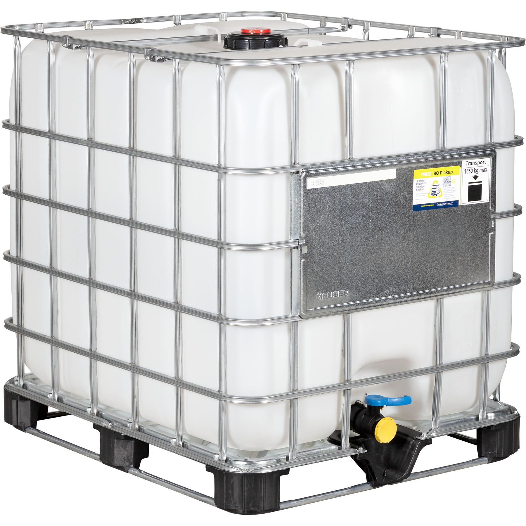 275gal-ibc-tote_un-rated_2in-npt-valve_composite-pallet_26wn2n_1.jpg 275 Gallon IBC Tote, New, UN Rated, 2" NPT Valve, Composite Pallet - Image 1