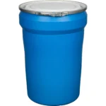 30 Gallon Blue Plastic Drum, Taper Sided, UN Rated, Cover w/Metal Lever Lock (UN1H2/Y180/S & UN1H2/Z180/S)