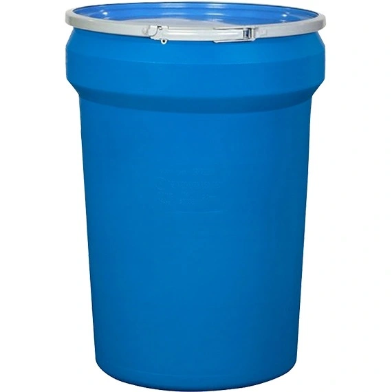 30gal-blue-plastic-drum_taper-sided_un-rated_cover-with-metal-lever-lock_99g334.webp 30 Gallon Blue Plastic Drum, Taper Sided, UN Rated, Cover w/Metal Lever Lock - Image 1