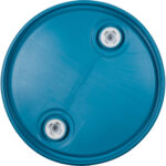 55 Gallon Blue Tight Head Plastic Drum, UN Rated, 2" NPS & 2" Buttress Fittings - Image 2