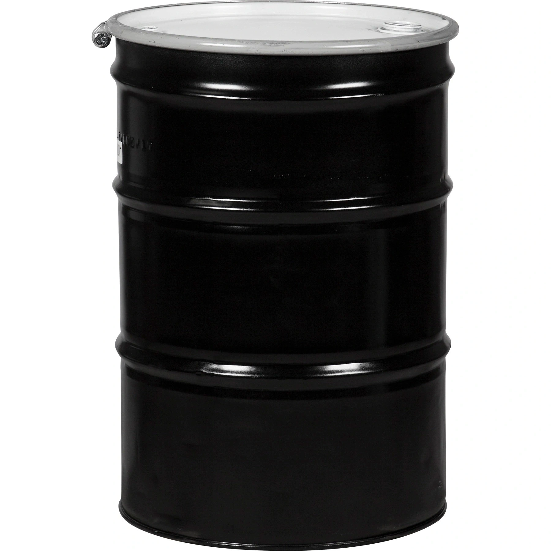 55gal-steel-drum_black_reconditioned_un-rated_lined_cover-with-bolt-ring_2in-and-0.webp 55 Gallon Steel Drum, Black, Reconditioned, UN Rated, Lined, Cover w/Bolt Ring, 2" & 3/4" Fittings - Image 1