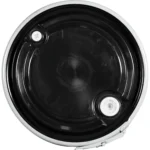 57 Gallon Black Plastic Drum, UN Rated, 2" & 3/4" Fittings, Cover w/Lever Lock Ring - Image 2