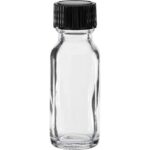 1/2 oz. Clear Boston Round Glass Bottle, 18mm 18-400 - Image 4
