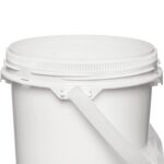 0.6 Gallon White Plastic Pail w/Plastic Handle, Threaded Opening, Life Latch, UN Rated - Image 2
